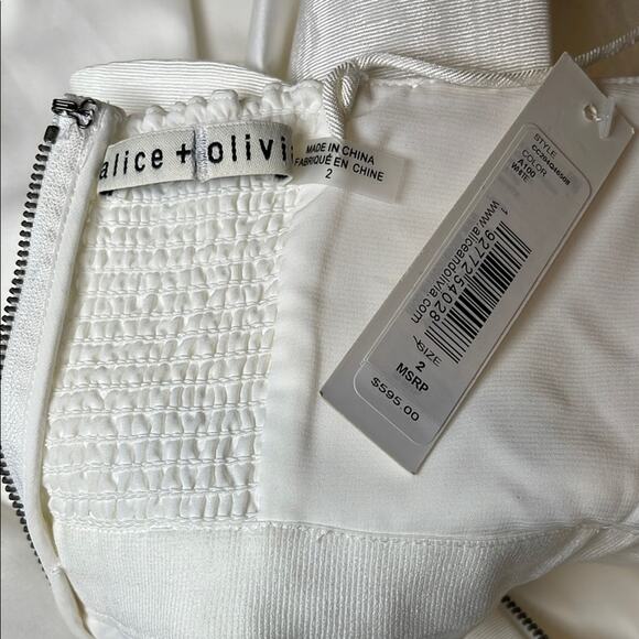 Alice + Olivia Nadie Scooped Bustier White Ruffle Mini Dress Size 2 - Picture 9 of 10